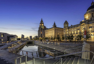 The Liver building next to the Port Authority and the Cunard Building on Pier Head