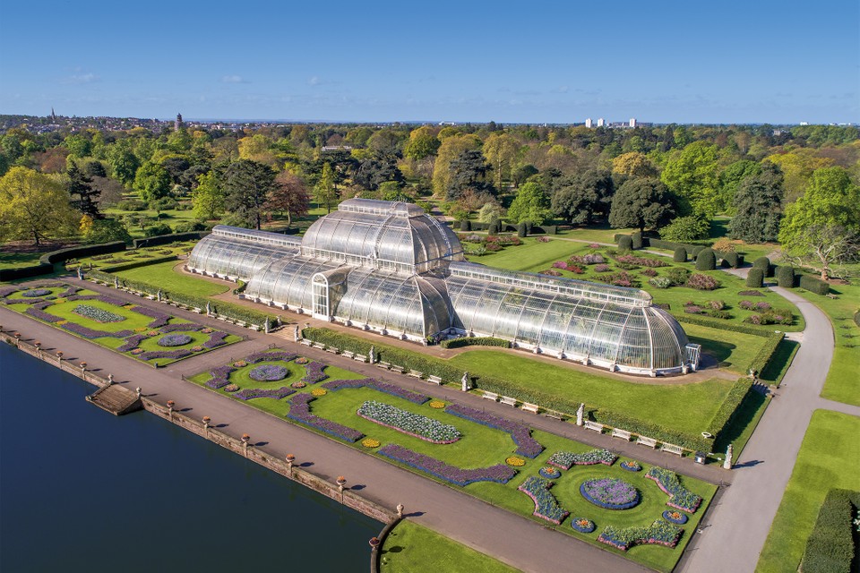 Vista aérea dos Reais Jardins Botânicos de Kew em Richmond